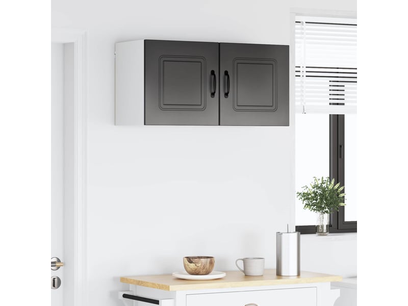  Meuble mural de cuisine | armoire de cuisine 2 pcs noir bois d'ingénierie shl1631  - Conforama D
