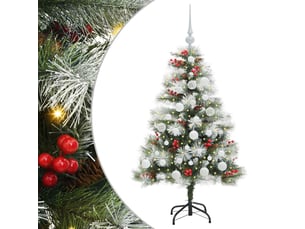 Sapin de noël artificiel, arbre de noël vert et blanc 120 cm shl9722