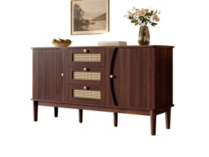 Buffet 2 porte(s)  3 tiroir(s) <strong>MODFU</strong> <strong></strong> - 141 cm coloris bois foncé 