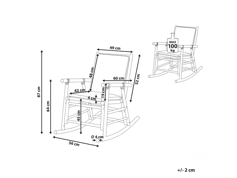  Fauteuil à bascule de jardin frigole bambou marron  - Conforama C