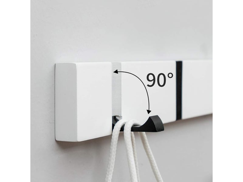  Patère murale porte manteau mural en bois avec pliable crochet pour suspendre echarpes sacs à main parapluies serviettes (3 blanc  - Conforama C