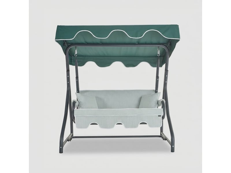Balancelle de jardin 3 places avec auvent morus - vert foncé - Conforama C