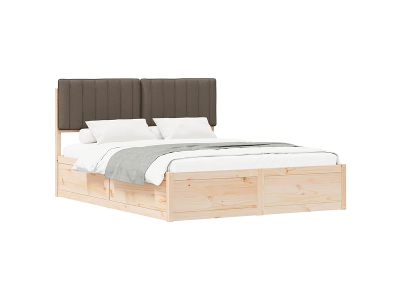  Lit double- lit adulte -  cadre de lit avec tête de lit rembourrée taupe 150 x 200 cm  - Conforama A