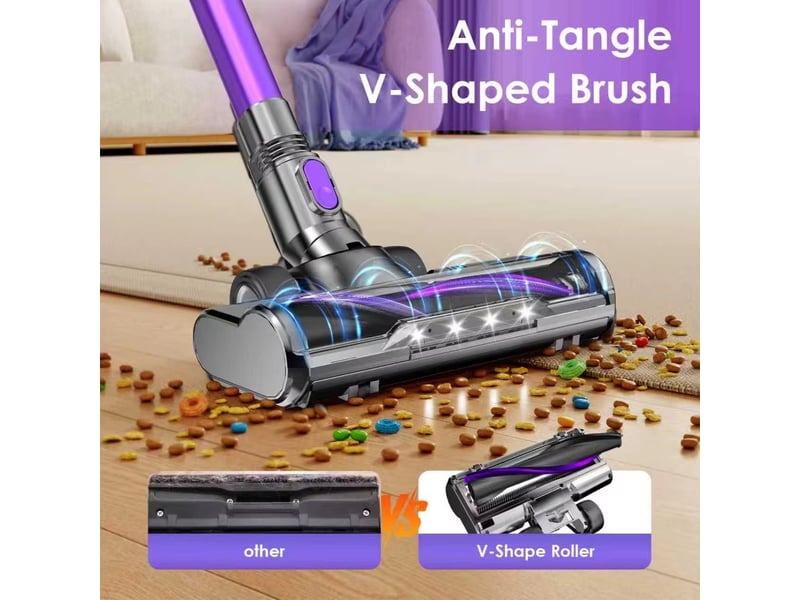  Aspirateur balai sans fil avec écran led intelligent, filtration hepa, pour poils d’animaux, tapis, sols durs et voiture  - Conforama C
