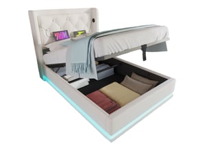 Lit coffre 90x200 cm WISHDOR coloris blanc