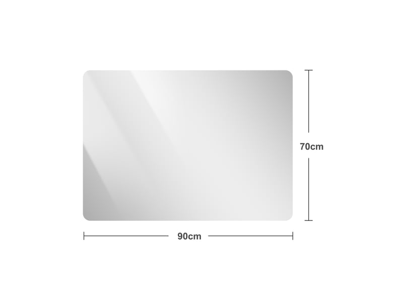 Miroir de salle de bains - 90x70 cm - mural rectangulaire sans cadre coins arrondis anti-éclatement - argenté - Conforama E