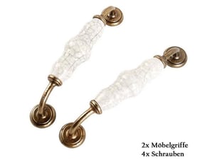 2 poignées vintage céramique 128mm, fissuré. Rénovation portes, tiroirs et armoires. Design minimaliste, élégant et durable.