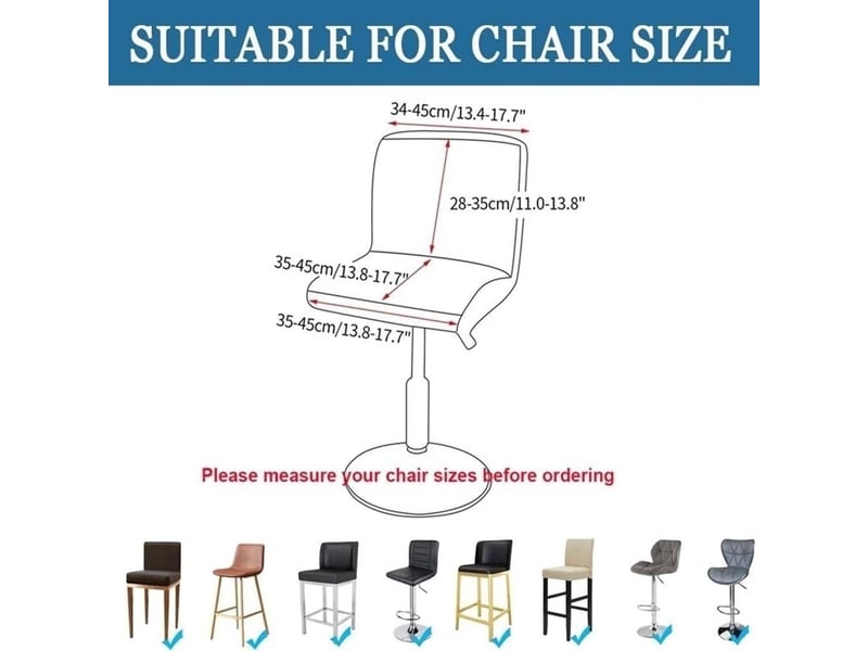  Lot de 6 housse de chaise - couleur : noir, taille : 6 pièces housses pour tabourets de bar avec dossier, lot de 6, housses pour chaises basses, housses carrées élastiques piv XLH-ZLS-009479MF - Conforama C