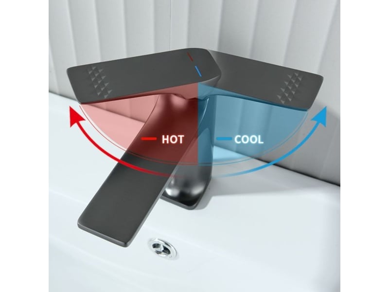  Robinet moderne lavabo salle de bain eau froidechaude lavabo évier robinet évier mono levier plan de travail anti-éclaboussures(gris gun)  - Conforama E