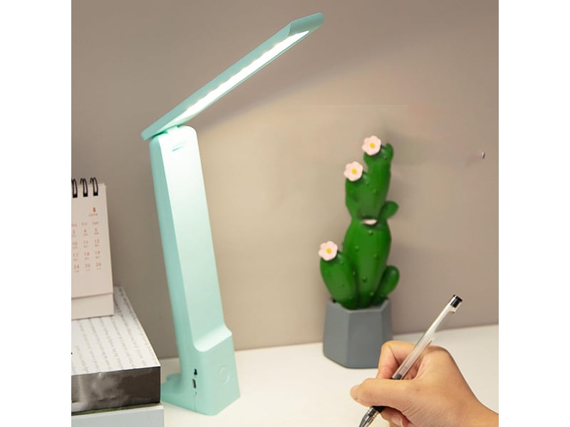  Lampe de chevet pliable avec veilleuse, variateur tactile – 3 modes de couleur, protection oculaire, pour lecture et étude-bleu roi  - Conforama E