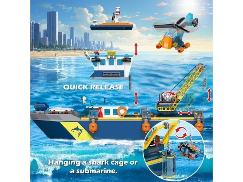  Paquet de construction navire dexploration arctique 542 pieces avec led flotte grue helicoptere sous-marin 151498_AAAHS48714_6_DROPFR - Conforama D
