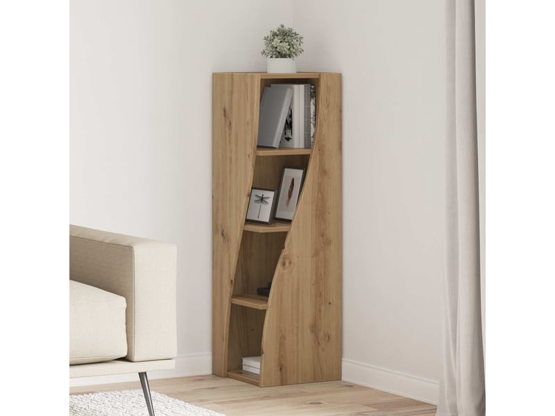 Meuble d'angle, meuble de rangement salon 32x32x102cm bois d'ingénierie chêne artisanal  - Conforama B