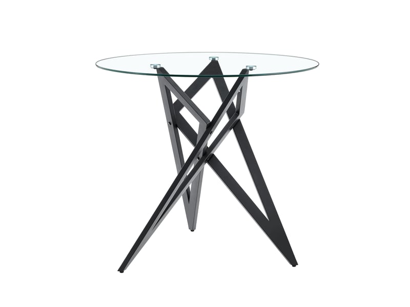 Table basse ronde en verre - 85x85x75,7 cm verre trempé et noir - couchtisch moderne design géométrique pour salon - Conforama A