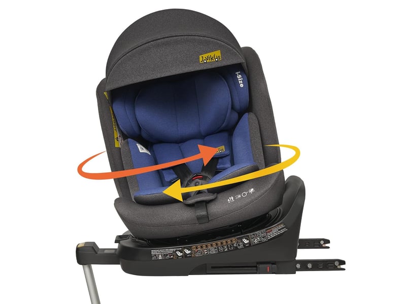 Siège auto enfant 53x46x64 cm bleu en tissu, polypropylène et acier inoxydable, pivotant 360 degrés i-size - Conforama A