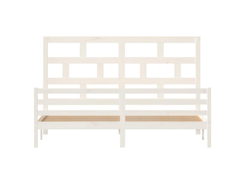  Lit double- lit adulte -  cadre de lit sans matelas blanc bois massif 200x200 cm  - Conforama C