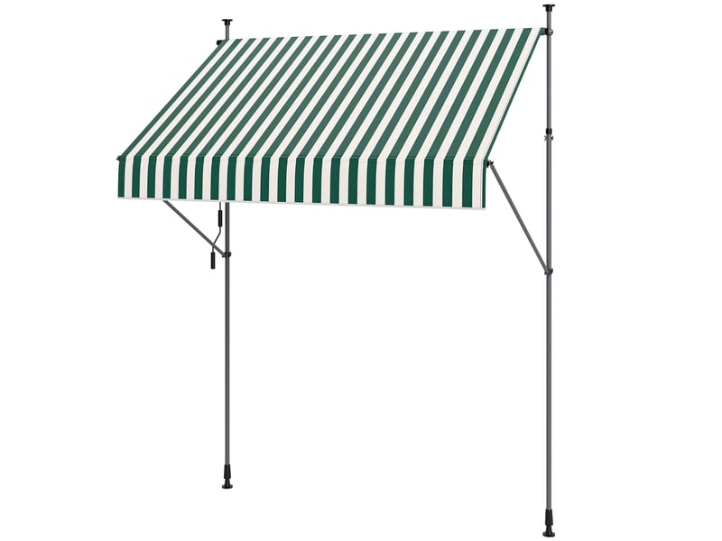  Store vénitien 2 x 1,2 m avec supports réglables et manivelle, en aluminium, métal et polyester, vert et blanc  - Conforama B