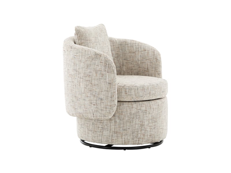  Fauteuil pivotant 360° 72 x 66,5 x 76 cm – beige – rangement caché, coussin de dossier moelleux  - Conforama D