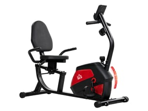 Bicicleta estática con respaldo de 8 niveles de resistencia volante asiento ajustable pantalla lcd y soporte