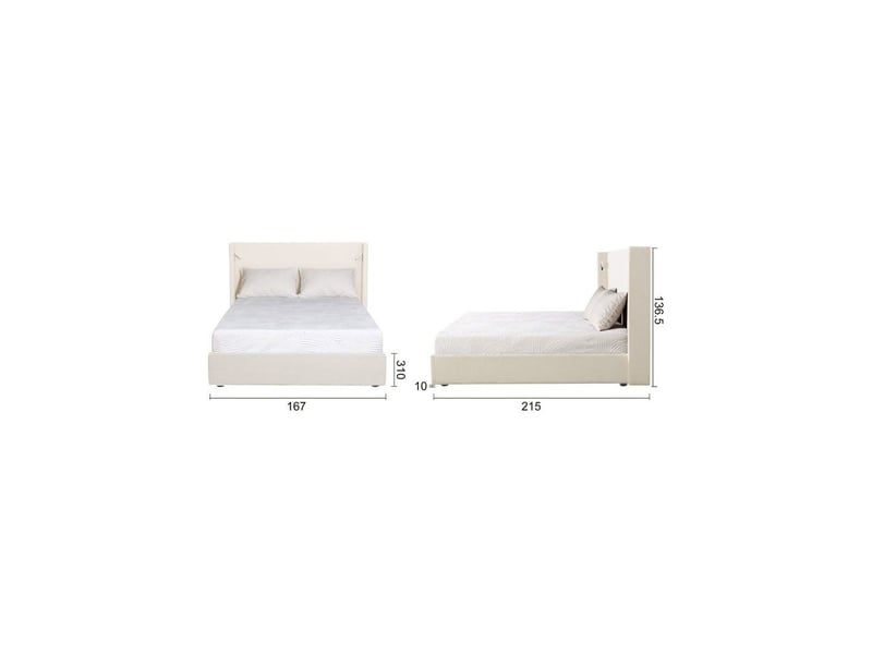  Lit coffre stan 2 160x200 cm velours côtelé beige avec leds et ports usb KTSTAN2CORDWH160 - Conforama D