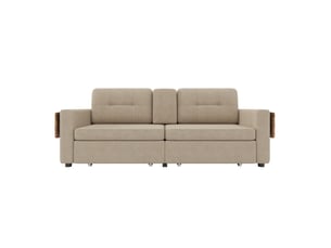 Canapé droit fixe SWEIKO 2 places Tissu beige avec coffre de rangement