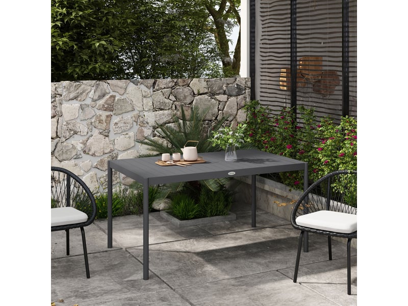 Table de jardin rectangulaire aluminium gris 145x90x74cm - Conforama C