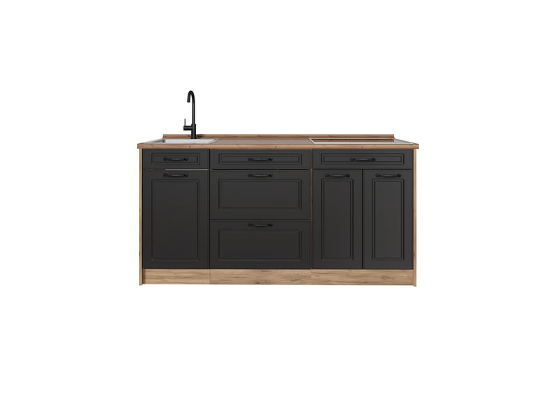 Vicco bloc de cuisine, anthracite campagnechêne doré, 160cm plan de travail chêne doré - Conforama A
