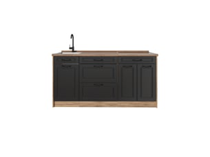Vicco bloc de cuisine, anthracite campagnechêne doré, 160cm plan de travail chêne doré