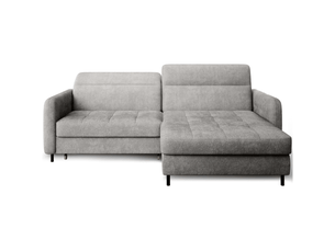Canapé d'angle droit fixe MEUBLORAMA  3 places Polyester gris avec coffre de rangement