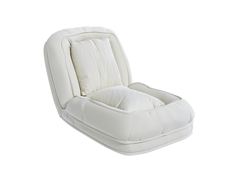 Canapé pliable 80x22x87 cm, structure en métal, avec 5 positions réglables, à usage multifonction, couleur blanc cassé  - Conforama A