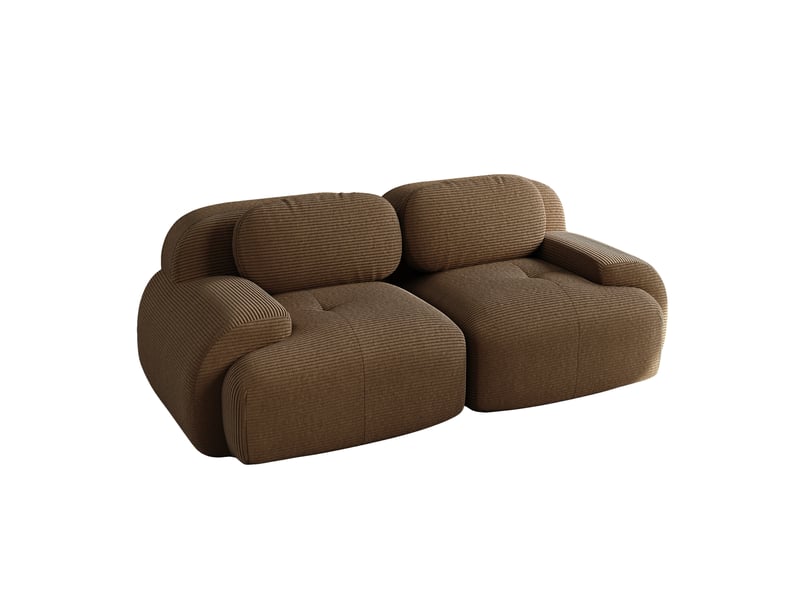 Canapé droit modulable 2 places en velours côtelé marron, sans cadre, confortable et accueillant pour votre salon - Conforama A