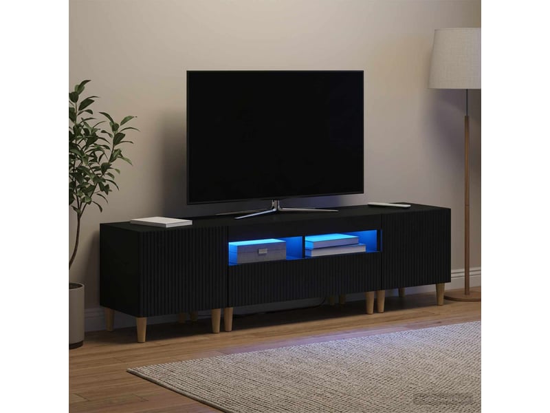  Ensemble de 3 meubles tv - banc tv - meuble de rangement led arnhem 3 pcs noir bois d'ingénierie  - Conforama C