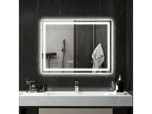 Miroir salle de bain led bluetooth 60 x 80 cm interrupteur tactile lumière réglable 3 couleurs anti-buée mémoire argent