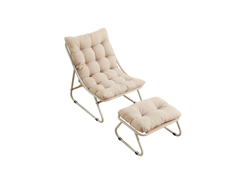  Fauteuil relax extérieur avec repose-pieds 65x78x86 cm – beige – coussin rembourré, structure acier  - Conforama D