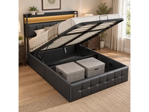Lit coffre 140x190 cm SANS MARQUE coloris noir