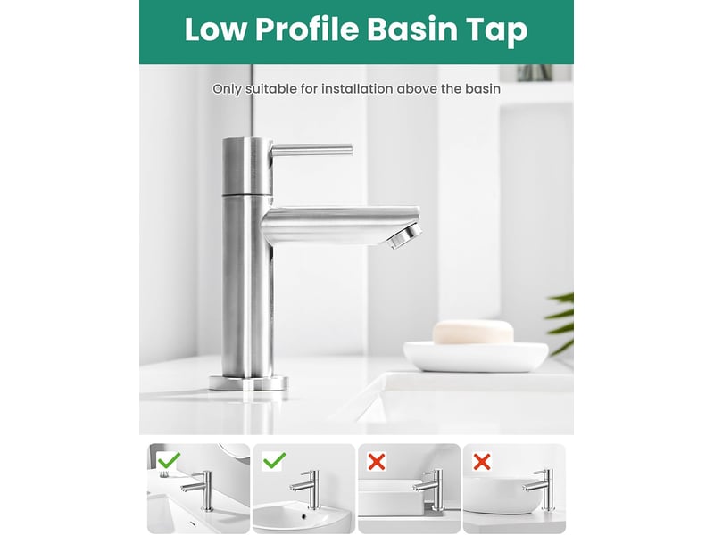  Robinet de salle de bain, eau froide uniquement, hauteur du bec 12 cm, robinet lave-mains eau froide en acier inoxydable SZPA301944JJZJ - Conforama C