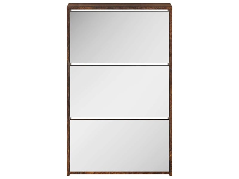  Meuble à chaussure, armoire à chaussures miroir 3 niveaux chêne fumé 63x17x102,5 cm  - Conforama D