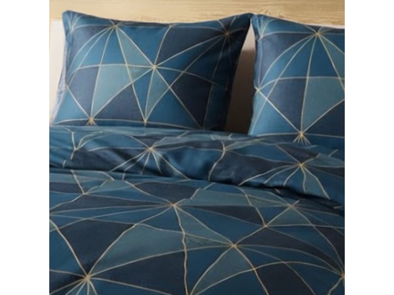  Parure housse de couette 260x240cm + 2 taies motif géométrique bleu 100% microfibre - kamel KAMEL - Conforama D