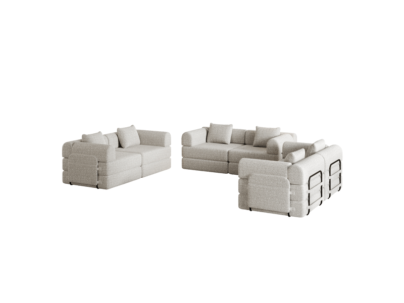  Canapé-lit modulable modenvie 6 places en chenille kaki avec rangement dans l'accoudoir  - Conforama A