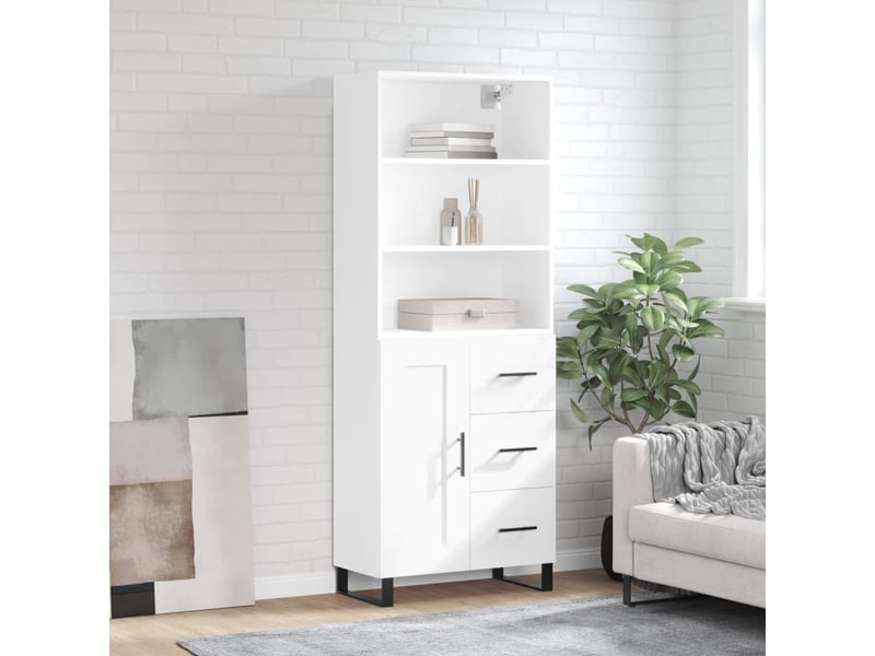  Buffet haut - bahut - meuble de rangement blanc 69,5x34x180 cm bois d'ingénierie  - Conforama B