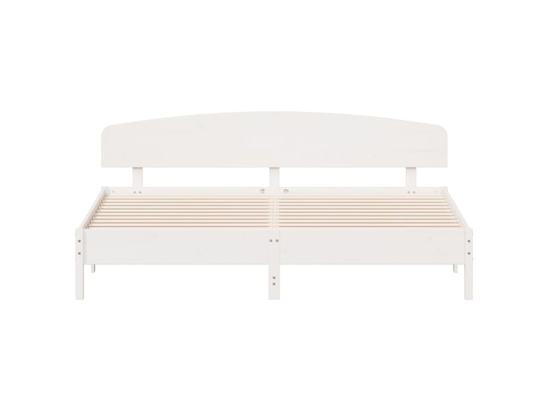  Lit double- lit adulte -  cadre de lit sans matelas blanc 200x200 cm bois massif de pin  - Conforama C