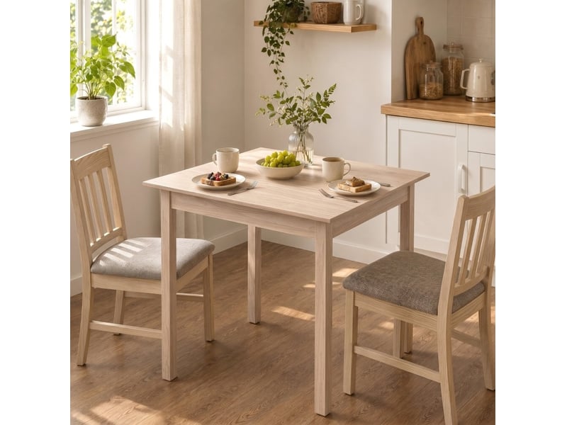Table de salle à manger carrée 75 x 75 cm en bois de pin, 2 places, style campagne et design moderne pour petits espaces - Conforama B