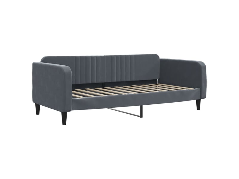  Lit simple- lit adulte -  lit de repos sans matelas gris foncé 100x200 cm velours  - Conforama A