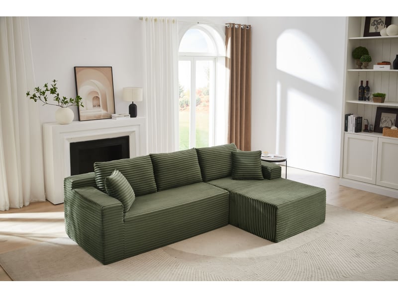 Canapé modulable en l, 3 places, en mousse à mémoire de forme, style cloud, grande méridienne - Conforama A