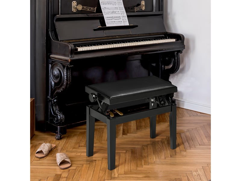 Tabouret de piano banc de piano réglable en hauteur avec coussin en cuir, simili cuir, bois d'hévéa, noir, 63 x 33 x 45-56 cm, idéal pour les F12-009V00BK - Conforama C