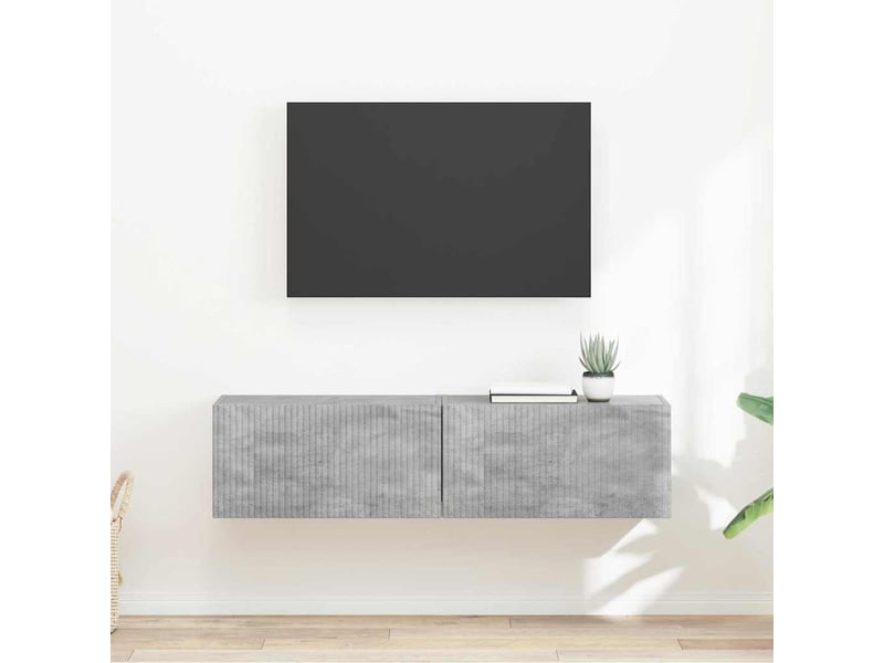  Meuble tv - banc tv - meuble de rangement mural 2 pcs béton bois d'ingénierie  - Conforama B