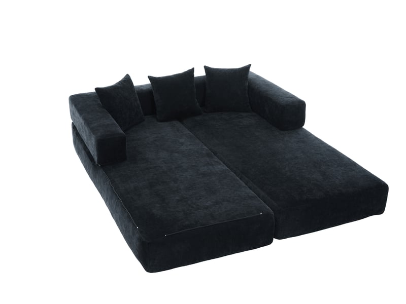  Canapé modulable chenille block ultra doux poches latérales rangement dessous antidérapant diy  - Conforama E