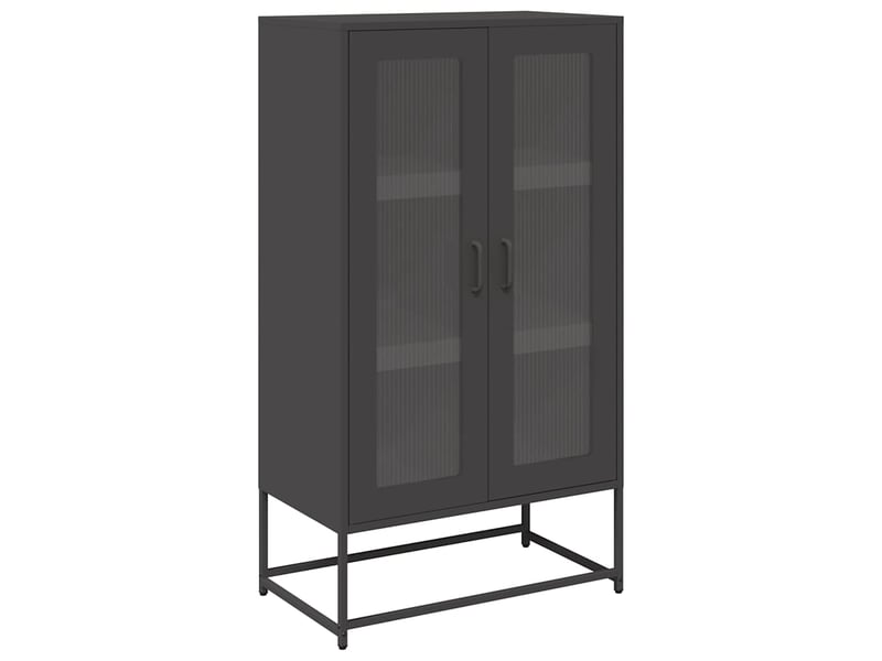 Buffet haut - bahut - meuble de rangement noir 68x39x123 cm acier - Conforama A