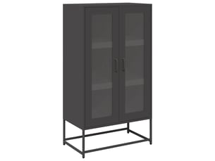 Buffet haut - bahut - meuble de rangement noir 68x39x123 cm acier