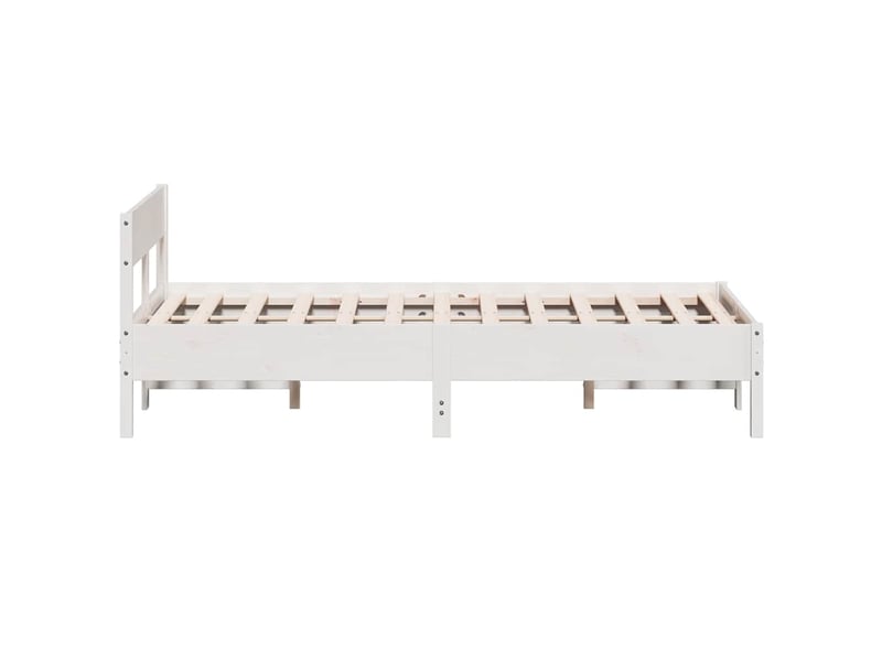  Lit double- lit adulte -  cadre de lit sans matelas blanc 150x200 cm bois de pin massif  - Conforama D