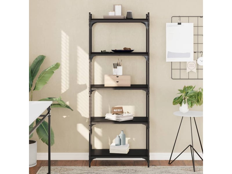  Bibliothèque à 5 niveaux, armoire à livres noir 60x30x154 cm bois d'ingénierie  - Conforama B
